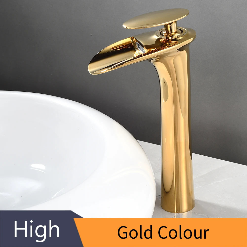 White Bathroom Basin Faucet Waterfall Lever Single Hole Mixer Tap