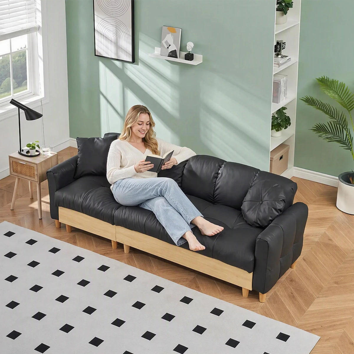 Convertible Fabric Sofa Bed With Convenient Storage For Home Use