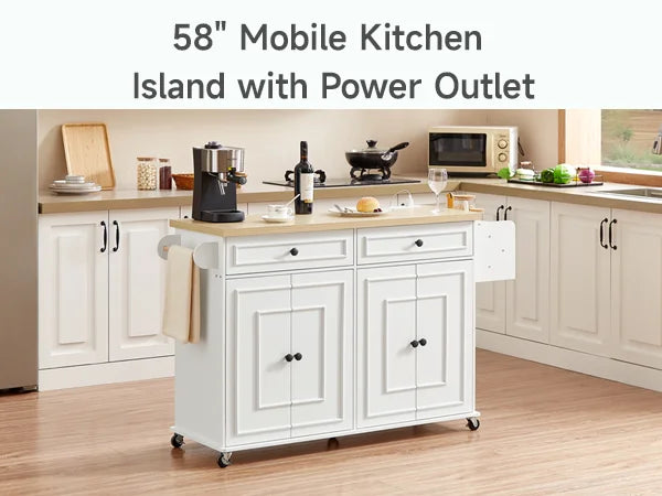Wooden Rolling Kitchen Cart With Drop Leaf And Storage Rack