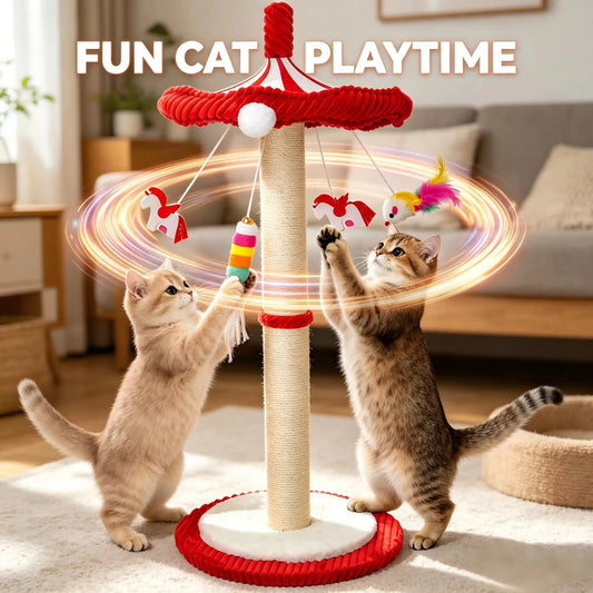 CWV Rotating Interactive Cat Scratching Post for Indoor Cats