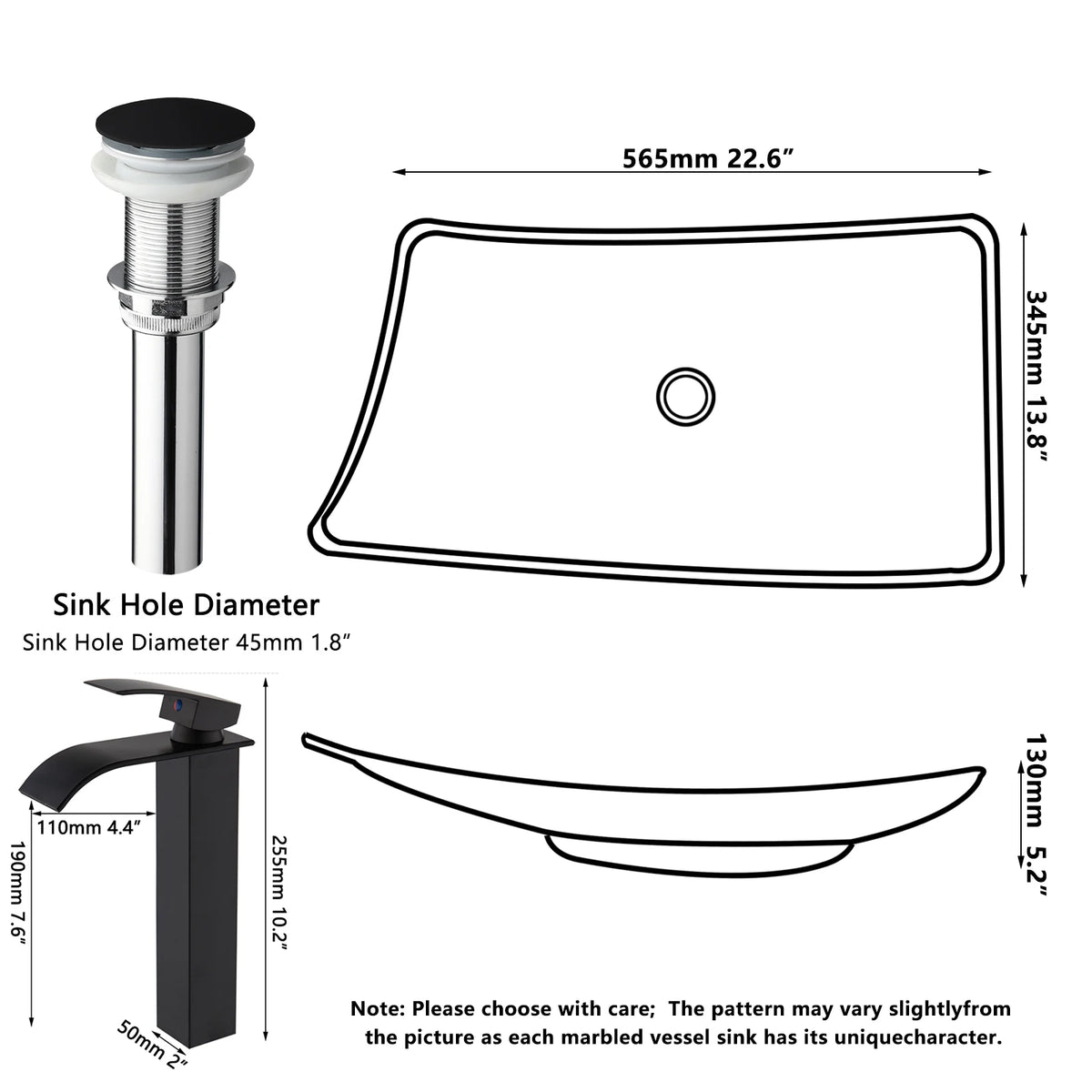 Sinlaku Oval Vessel Bathroom Sink Basin With Stainless Steel Faucet Combo
