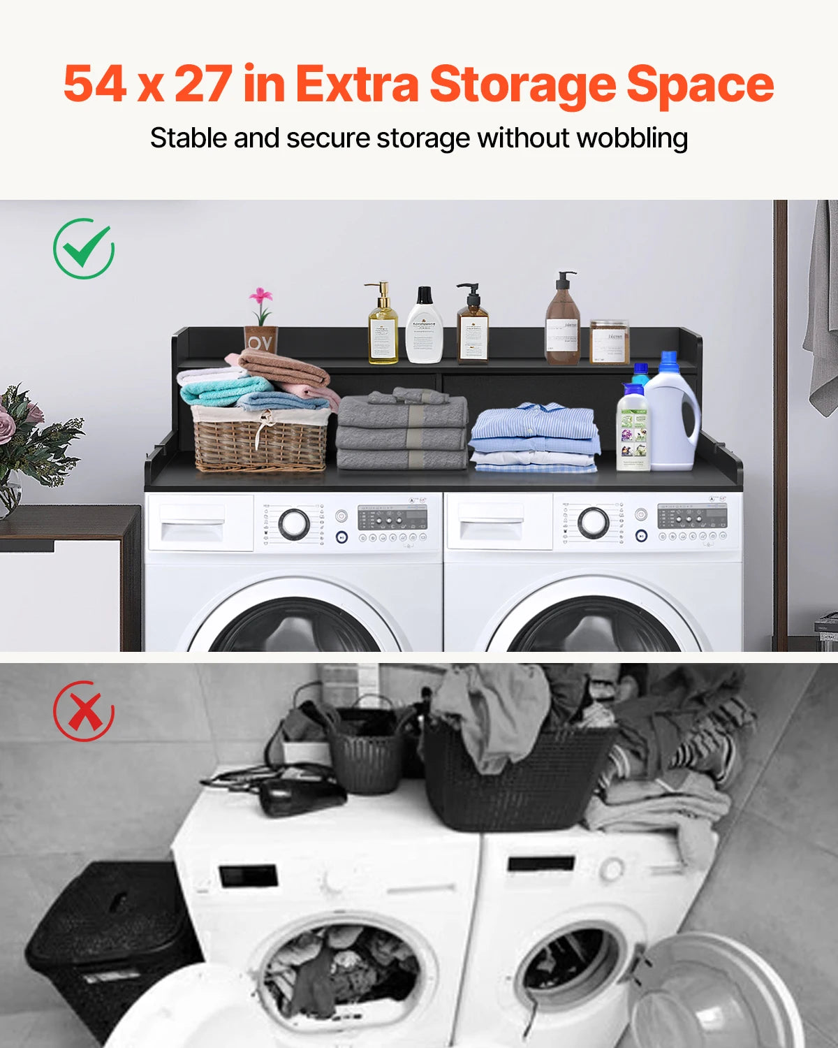 SucceBuy Corner Washer Dryer Countertop With Shelf