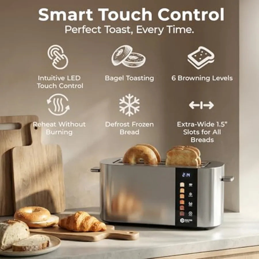 SHXI Four Slice Wide Slot Toaster With Automatic Bagel Heating