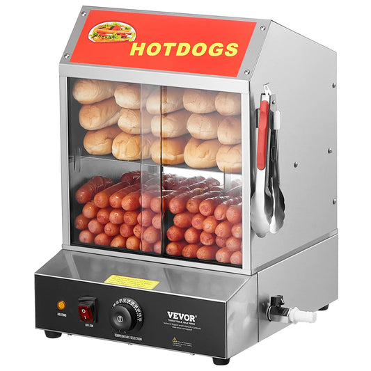 VEVOR Hot Dog Steamer 2 Tiers With Temperature Control