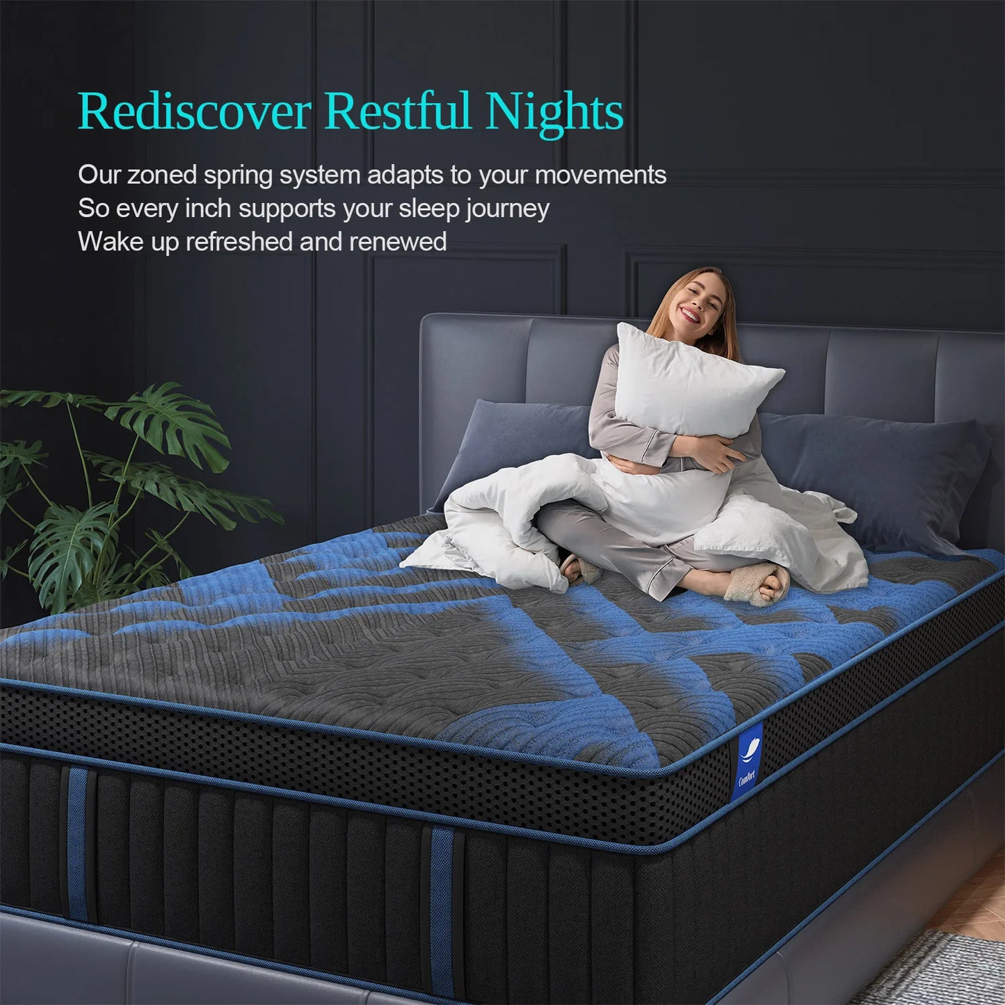 Sweetlove Hybrid Memory Foam Mattress In A Box Euro Top Medium Firm Back Support