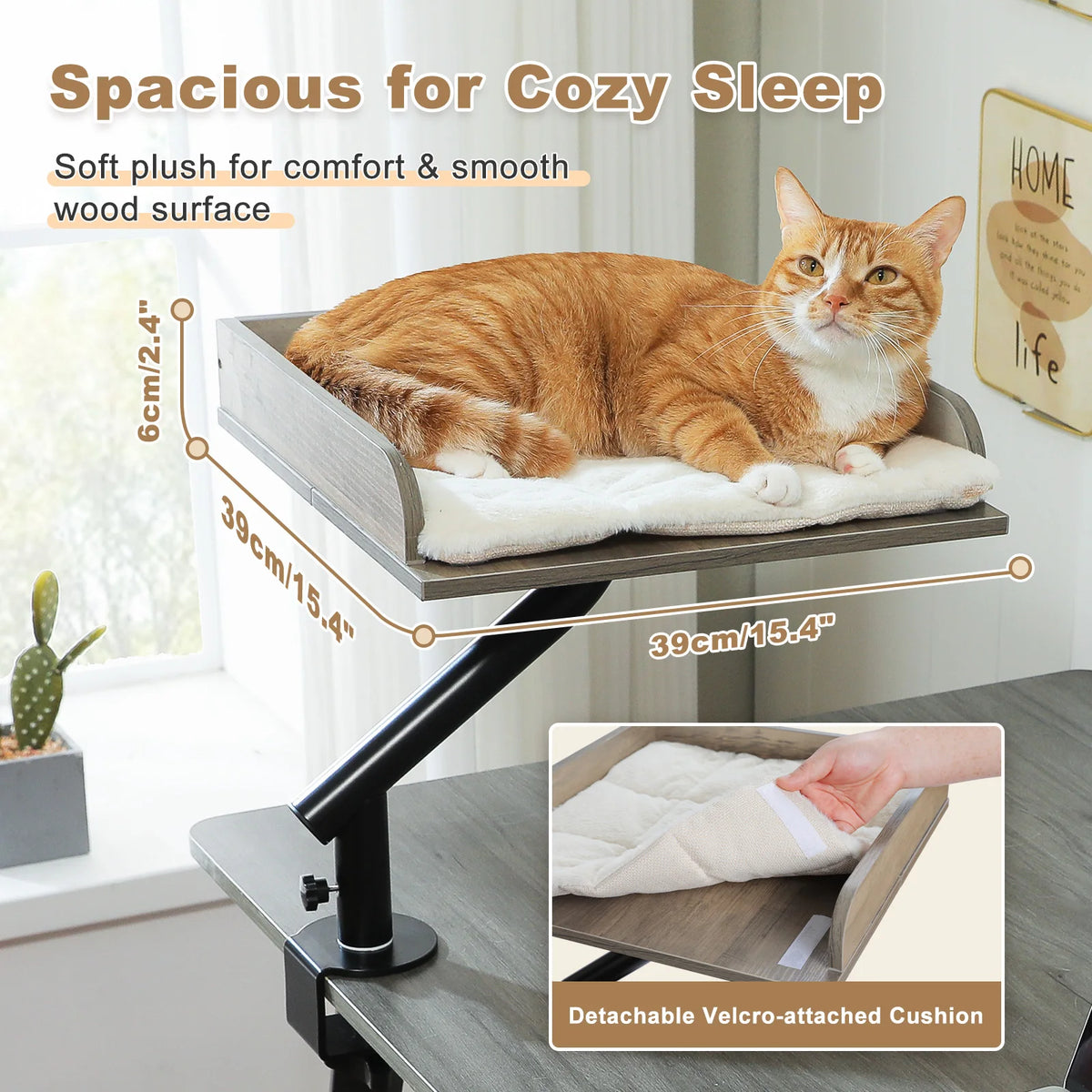 PAWZ Road Rotatable Cat Desk Bed with Adjustable Plush Hammock