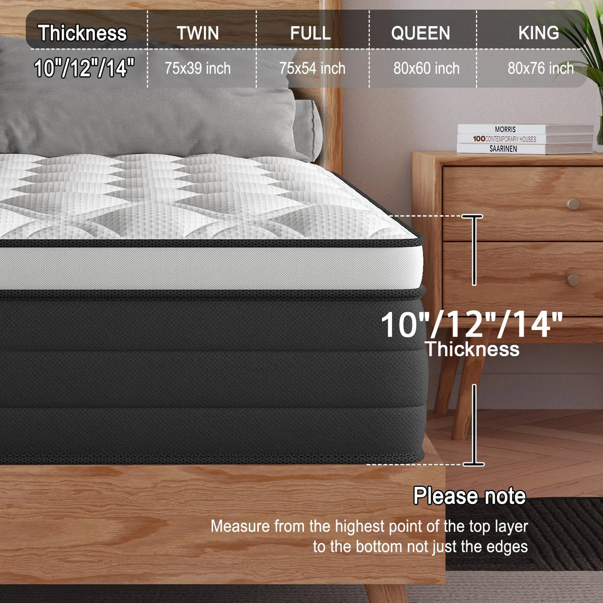 Sweetlove Gel Memory Foam Hybrid Pocket Spring Mattress Motion Isolation