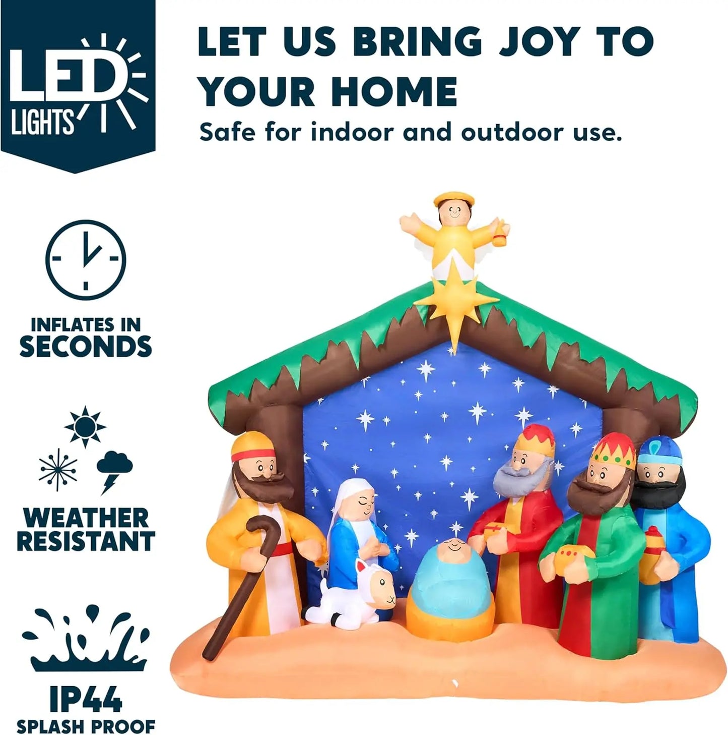 Joyfy Nativity Scene Inflatable With LEDs For Christmas Yard Decor