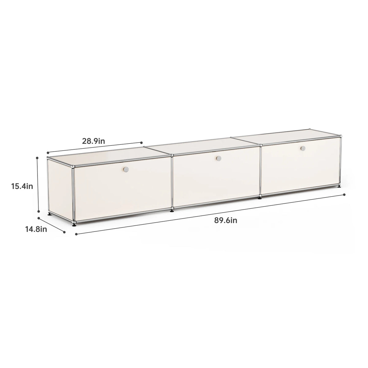 Modern Stainless Steel Media Console With Living Room Storage