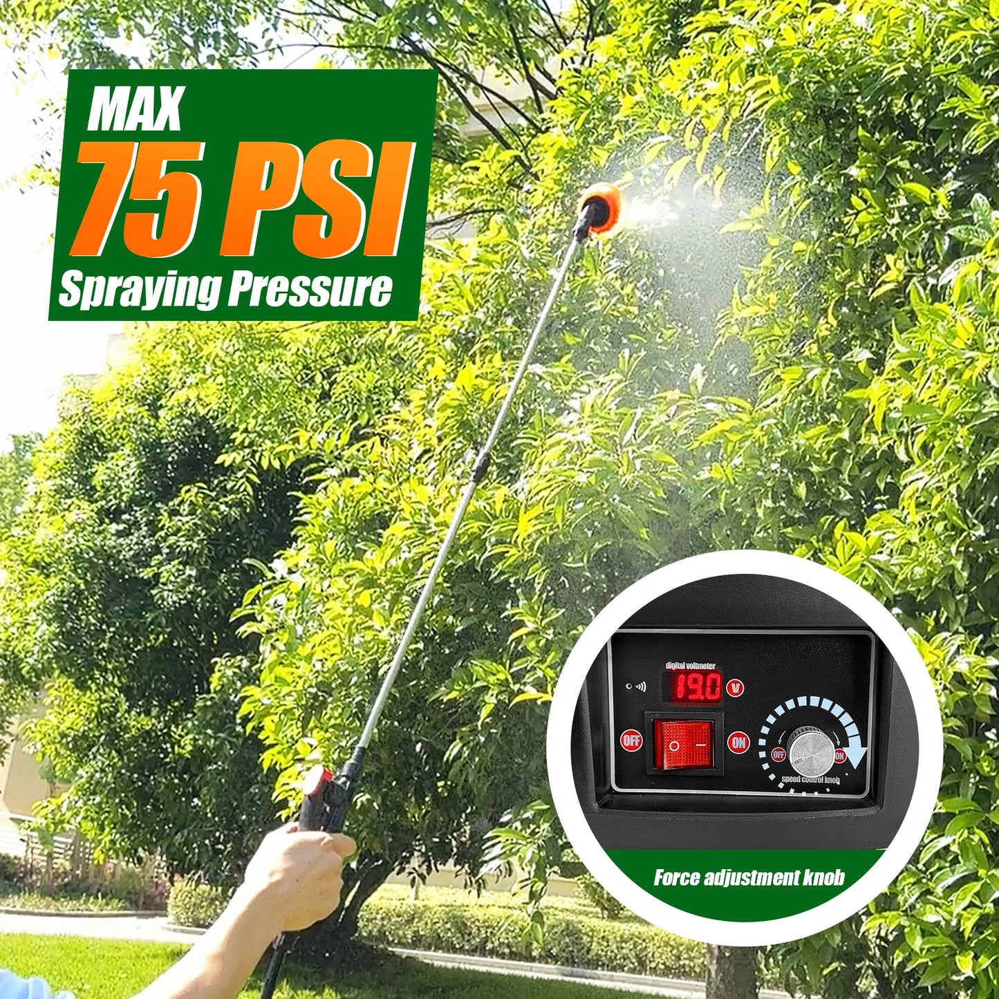 Garden Electric Sprayer Backpack Telescopic Wand 100 PSI Five Nozzles