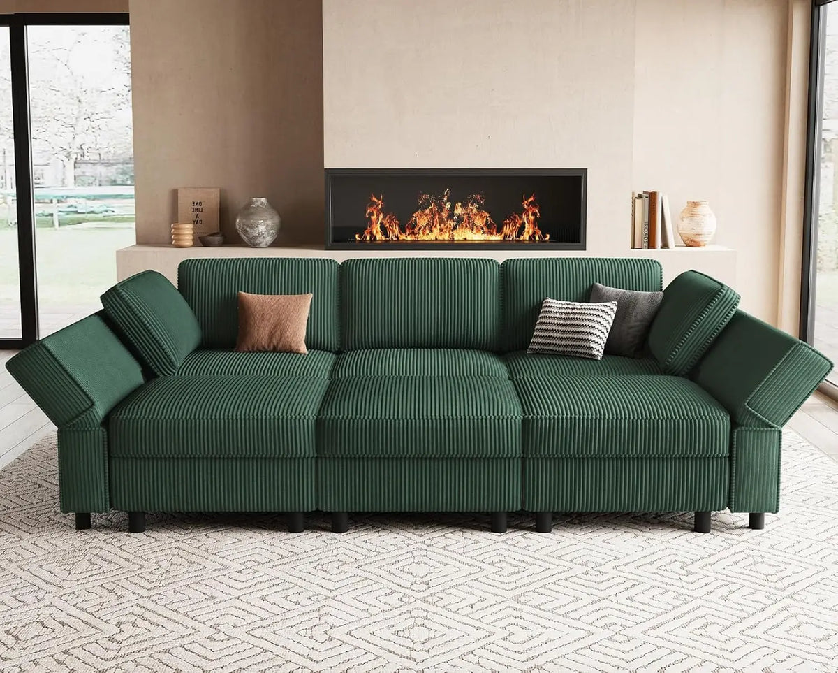 XIAOLANG Modular Sectional Sofa With Deep Storage Corduroy Convertible Sleeper