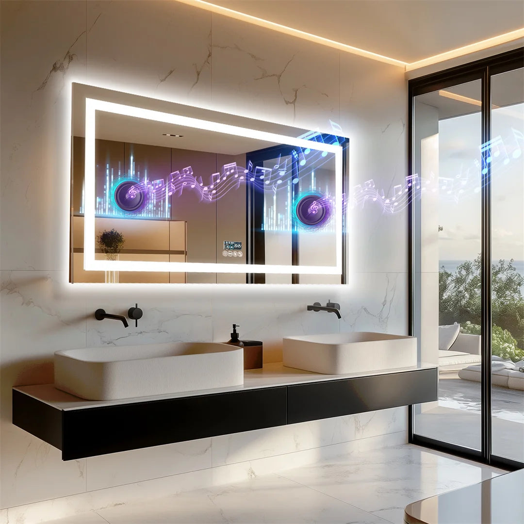 LUVODI Bluetooth LED Bathroom Mirror With Defogger And Speaker
