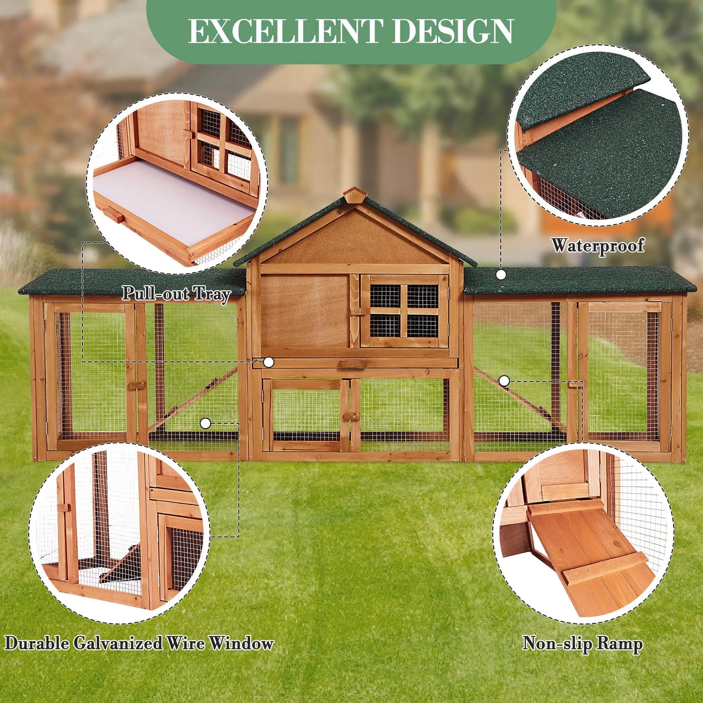 DishyKooker 2-Story Bunny Hutch With Double Runs Outdoor Cage