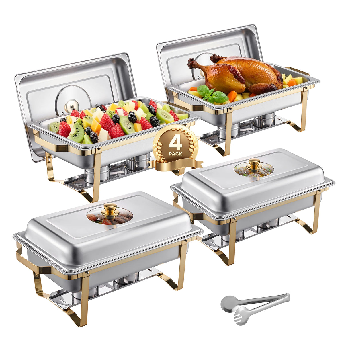 SucceBuy Stainless Steel Chafing Dish Buffet Set With Catering Pans