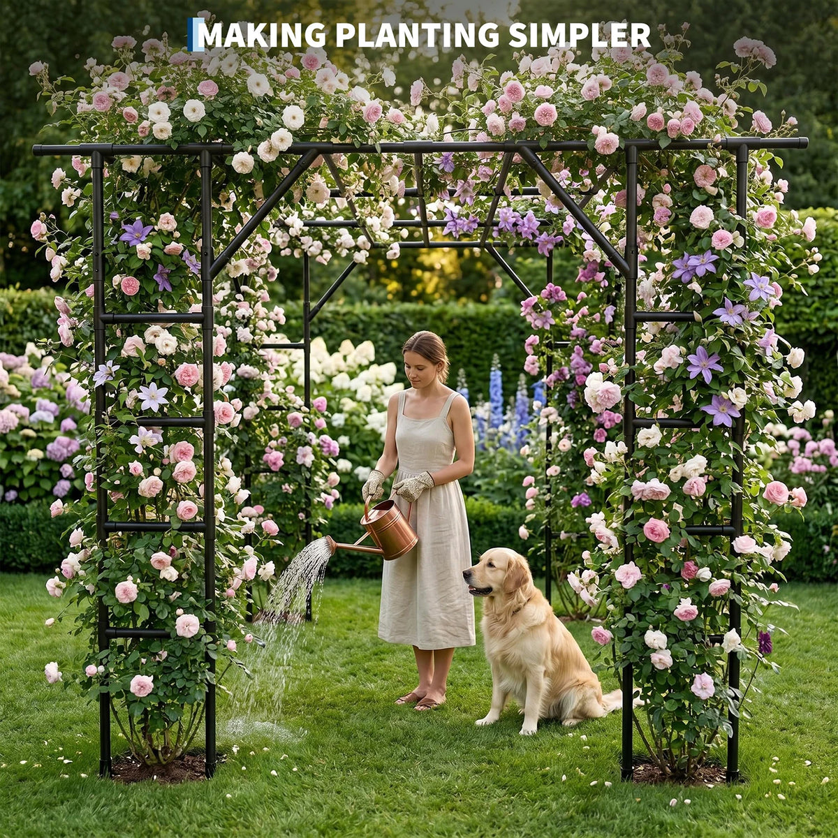 HiMISS Heavy Metal Garden Arch Plant Trellis For Climbing Vines
