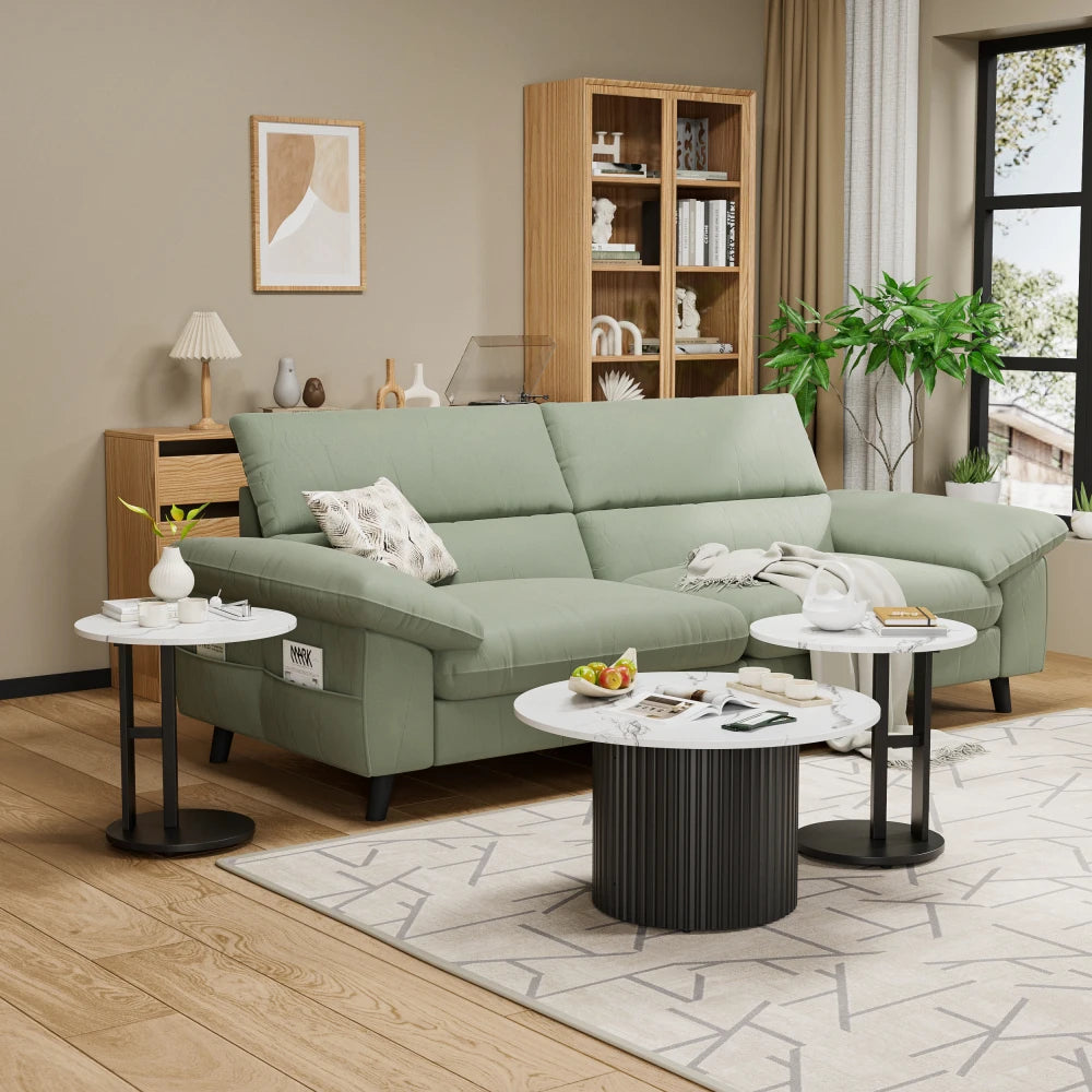 Contemporary Nesting Coffee Table Set With Faux Marble Top