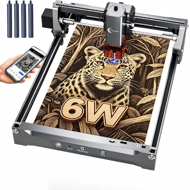 K15 Pro Laser Engraver 6W-Laser Engraving Machine for Coated Metal Wood Acrylic Glass Stone, Near A4 Work Area Offline Engraving CNC DIY Lazer Cutter for Home & Crafting 6000mW Class 1