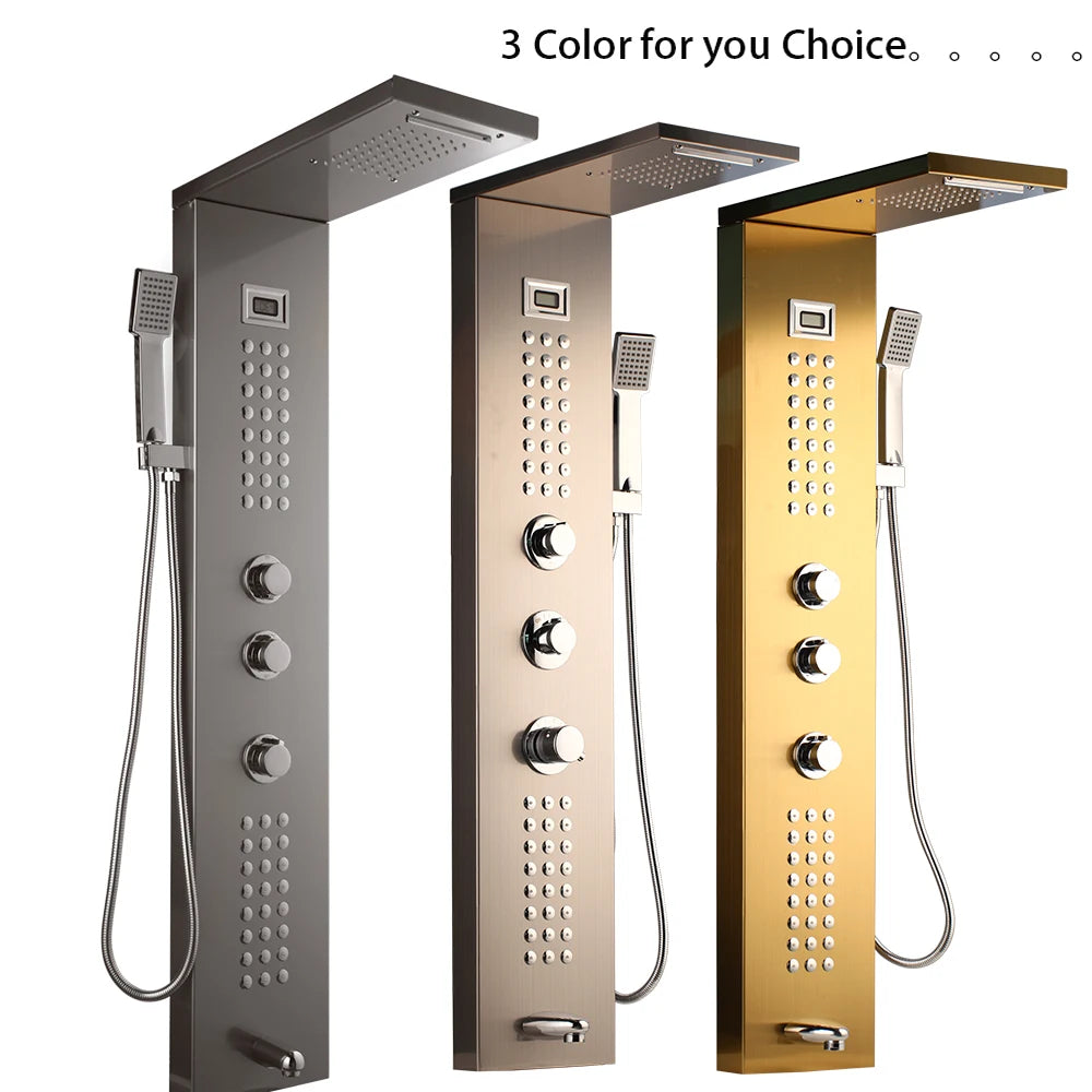 SINLAKU Stainless Steel Digital Shower Panel System With Body Jets