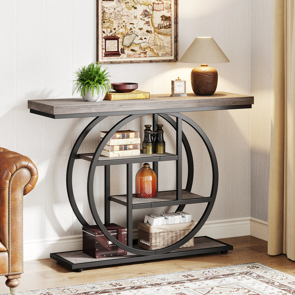 Tribesigns Industrial Four Tier Console Table With Entryway Storage