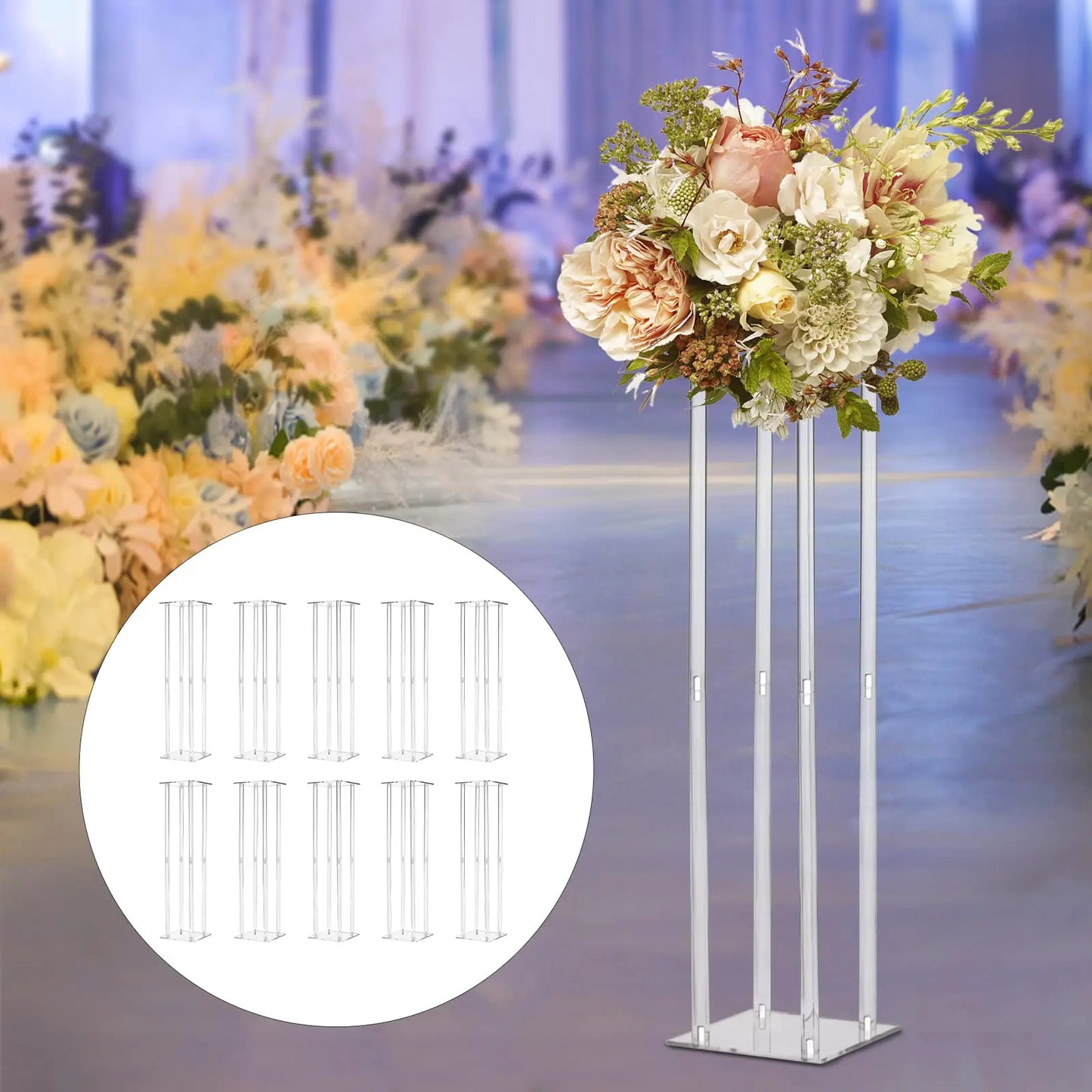 Acrylic Vase Column Stand 31.5 Inch Tall Centerpiece for Weddings