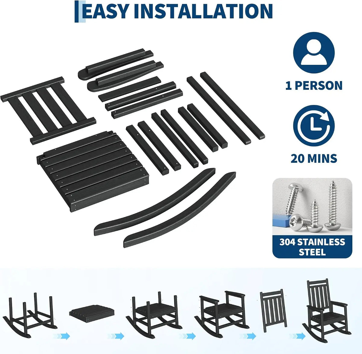 Garvee Multifunctional Rocking Chair With Side Table For Patio