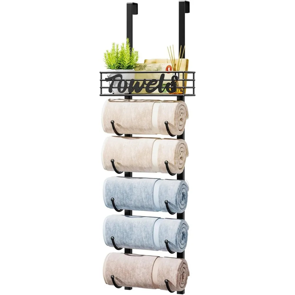 NBVCX 6 Tier Over Door Towel Storage Organizer With Shelf