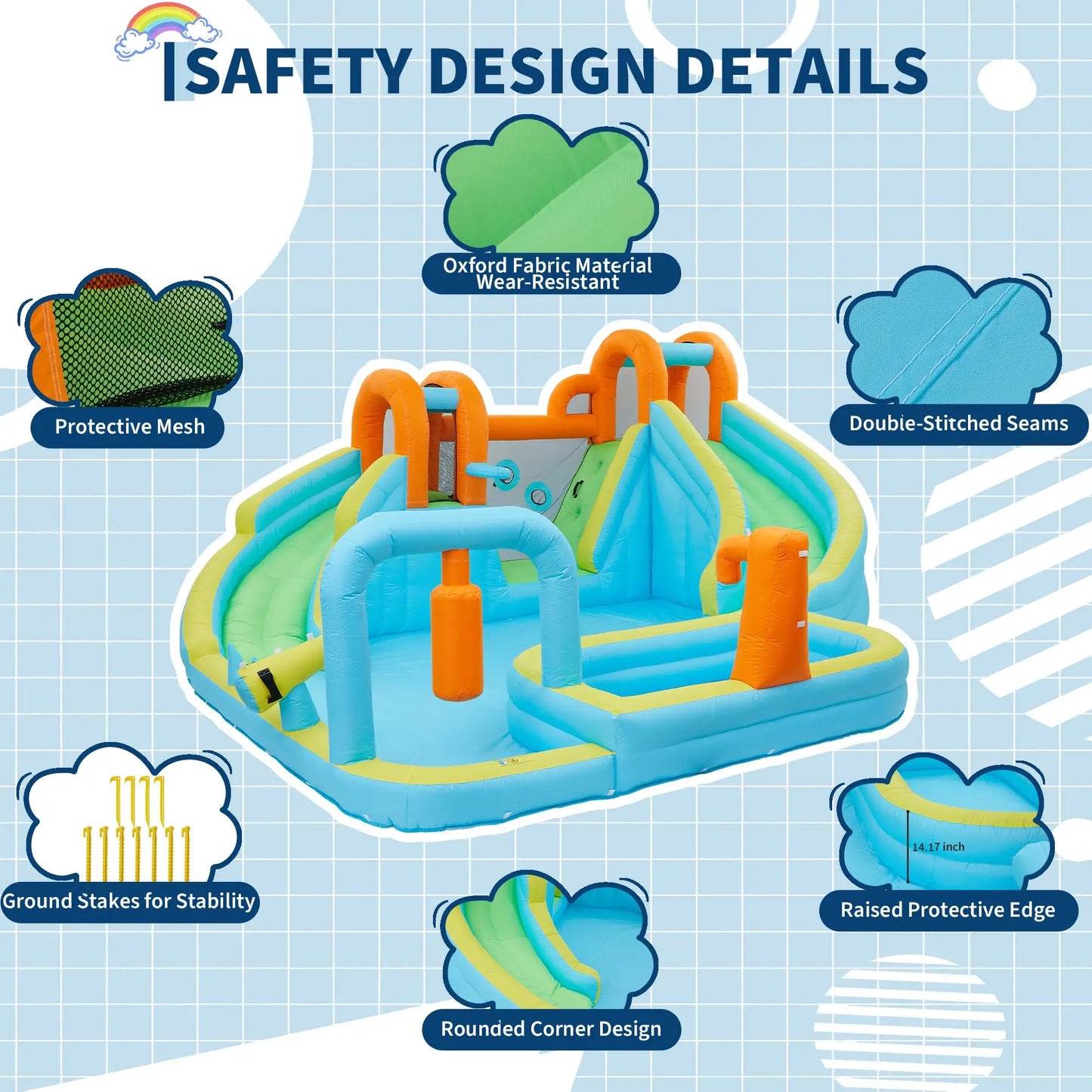 HiMISS 10-in-1 Inflatable Bounce House With Slide For Backyard Fun