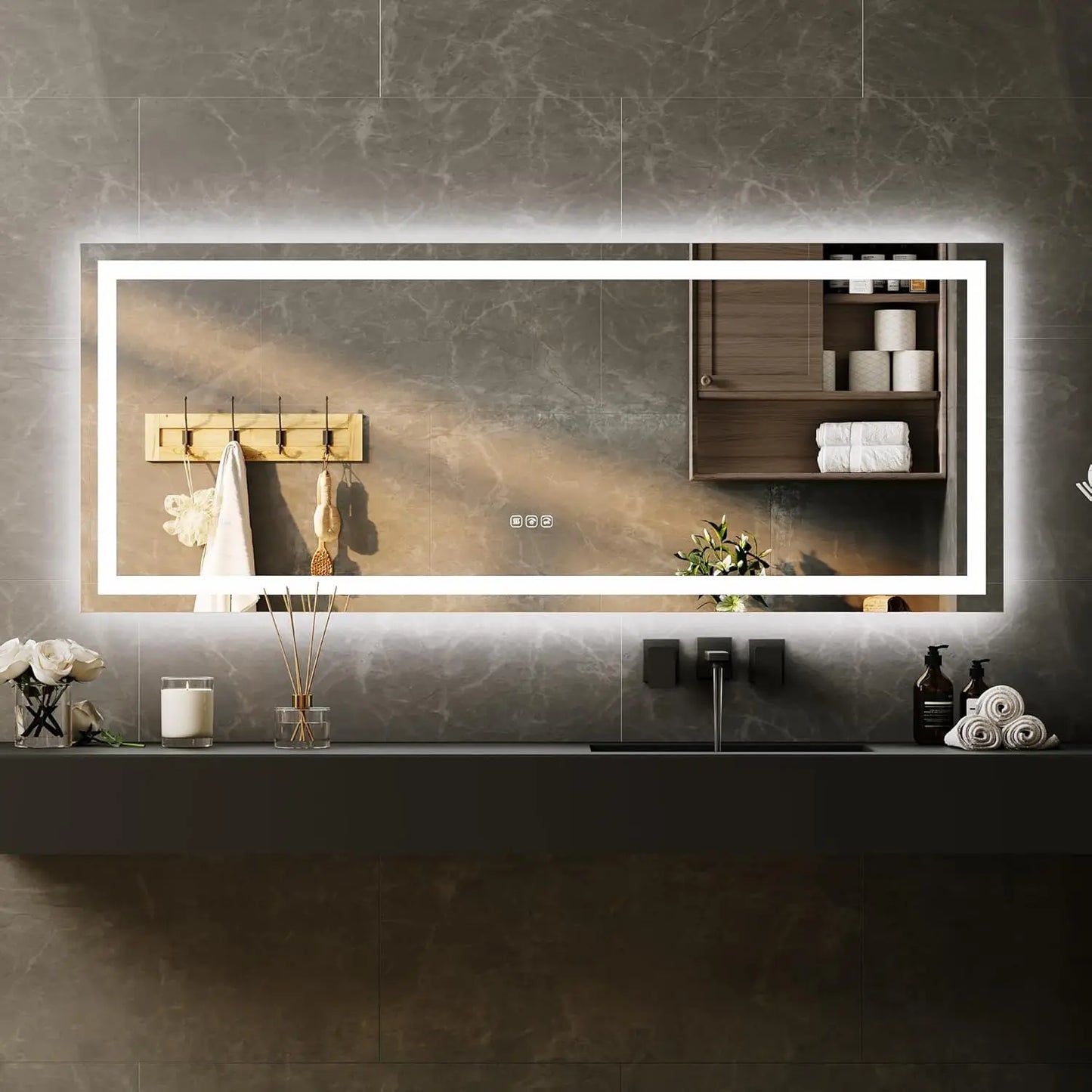 TWISTER.CK LED Bathroom Mirror With Memory And Dimmable Backlit