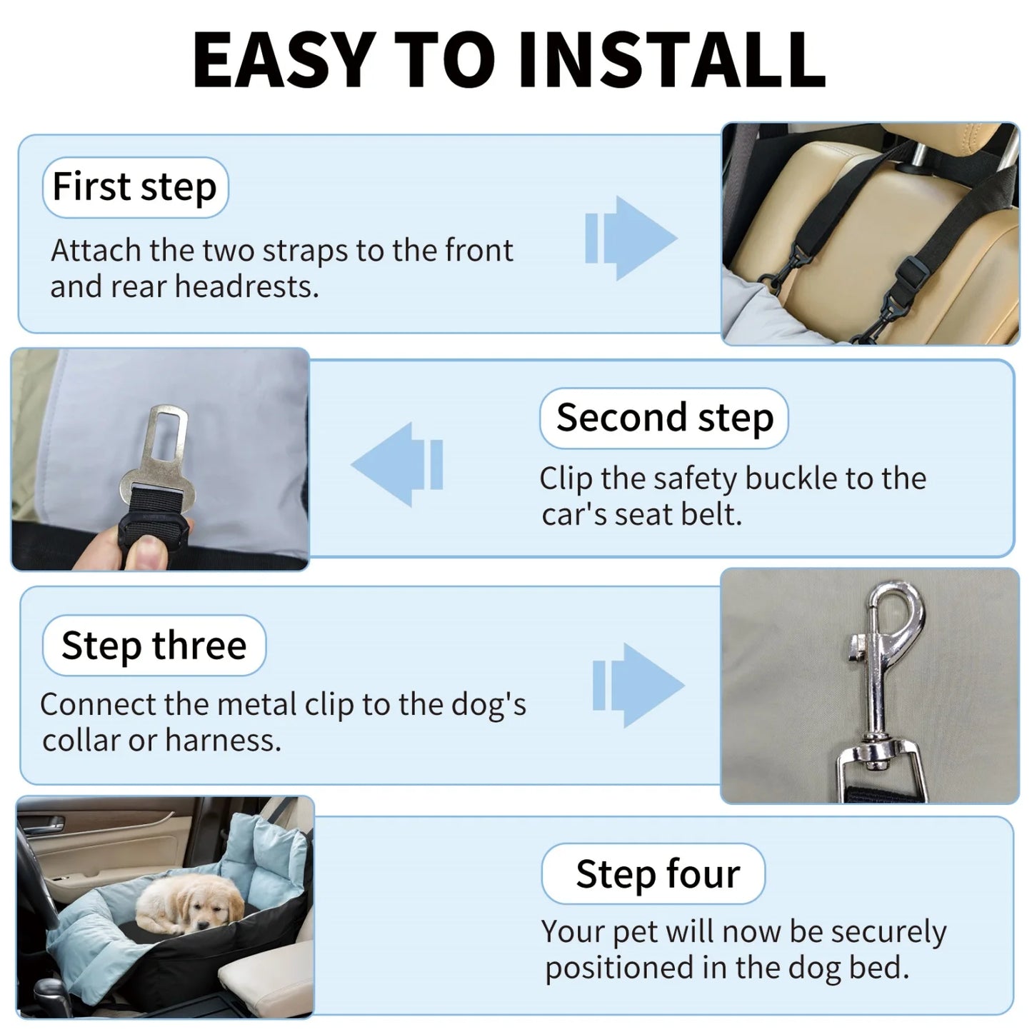BINGOPAW Dog Car Seat for Small Dogs Washable Booster Carrier