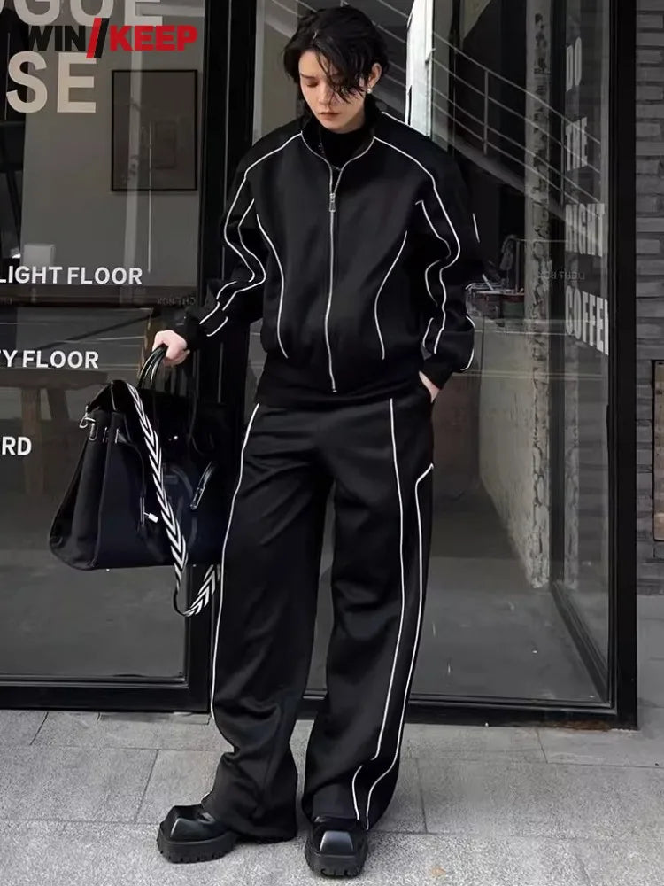 Winkeep Men S A Long Sleeve Two Piece Tracksuit Jacket And Pants