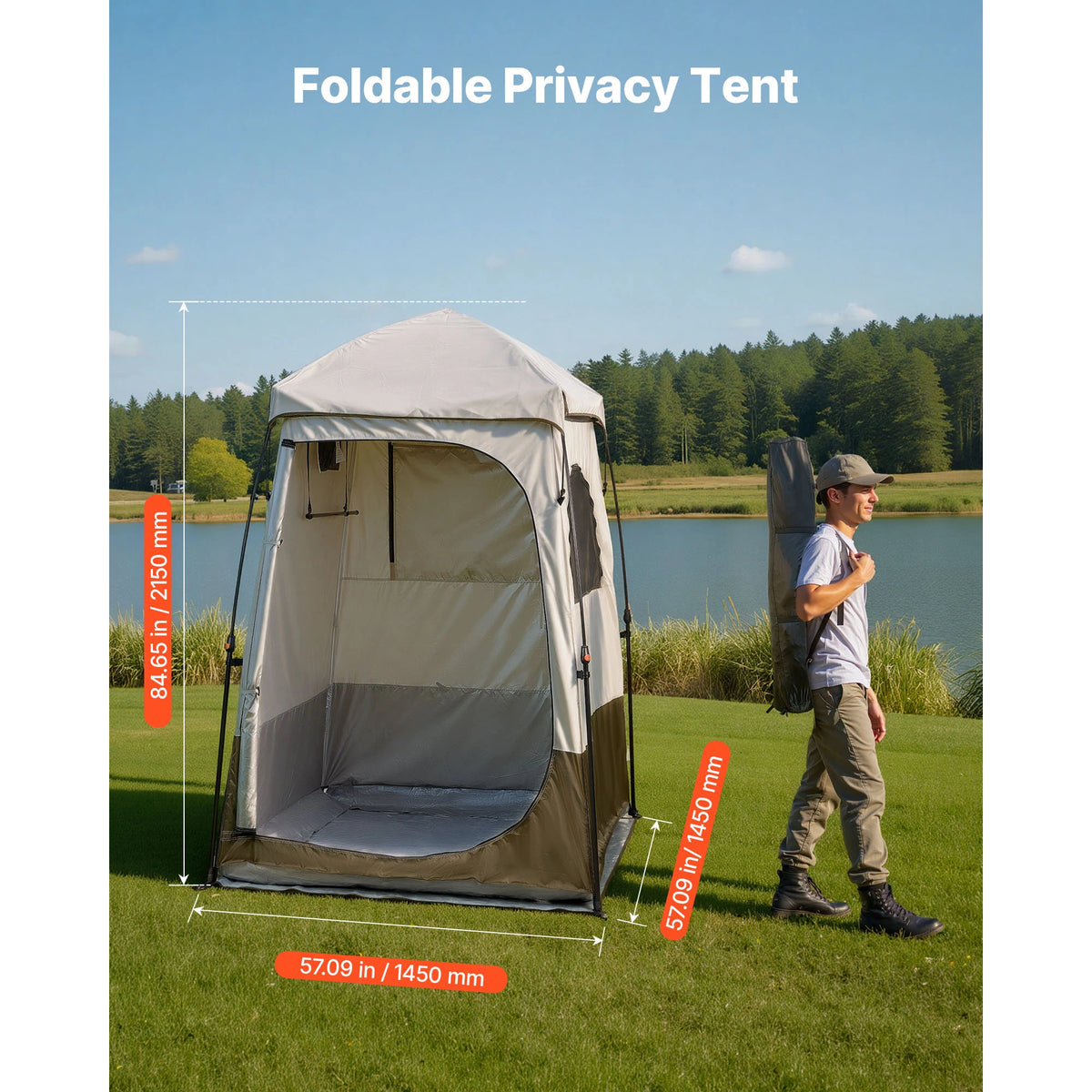 SucceBuy Double Layer Camping Privacy Shower Tent Outdoor Portable