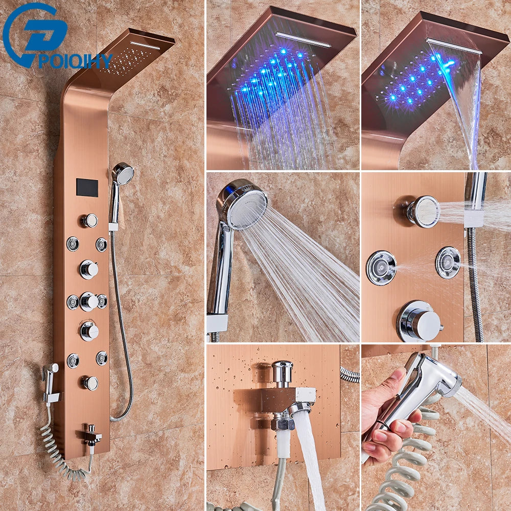 Poqihy Shower Faucet Bath Mixer Tap System With Handheld