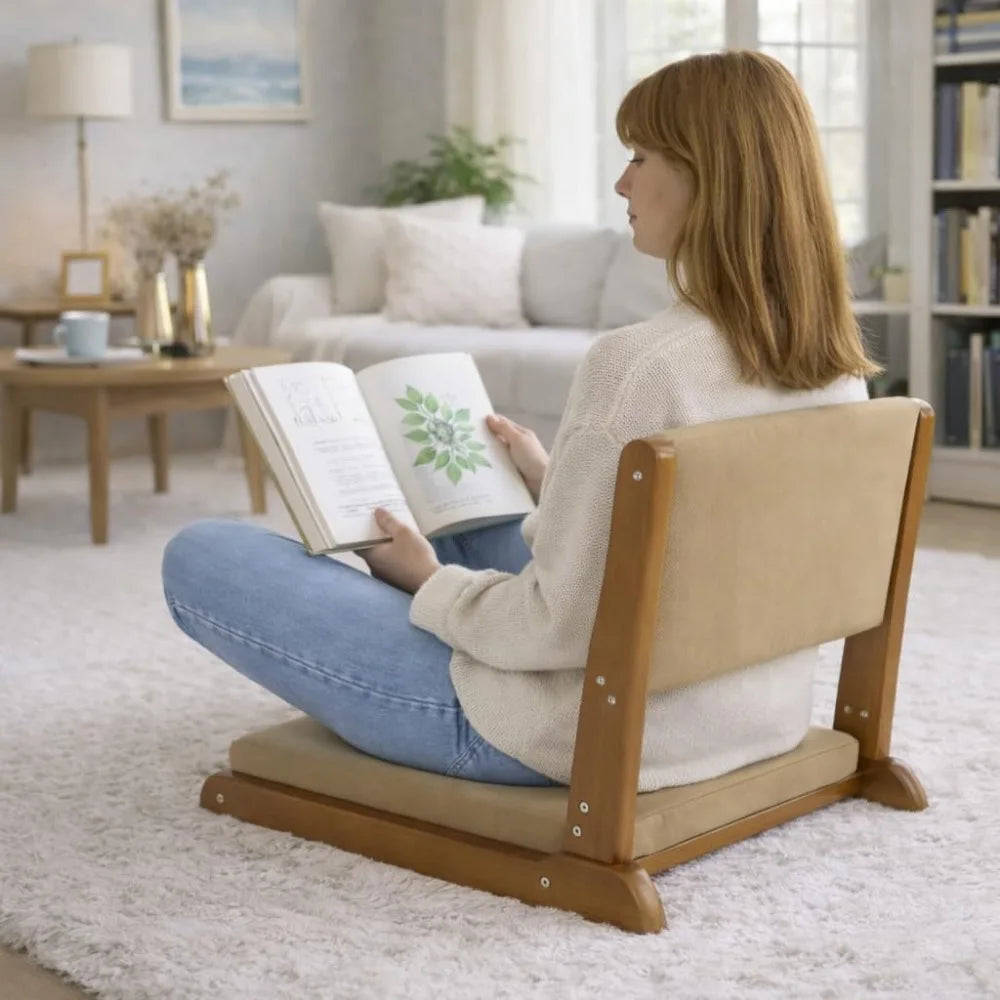 XIUWO Foldable Tatami Floor Chair With Cushioned Backrest