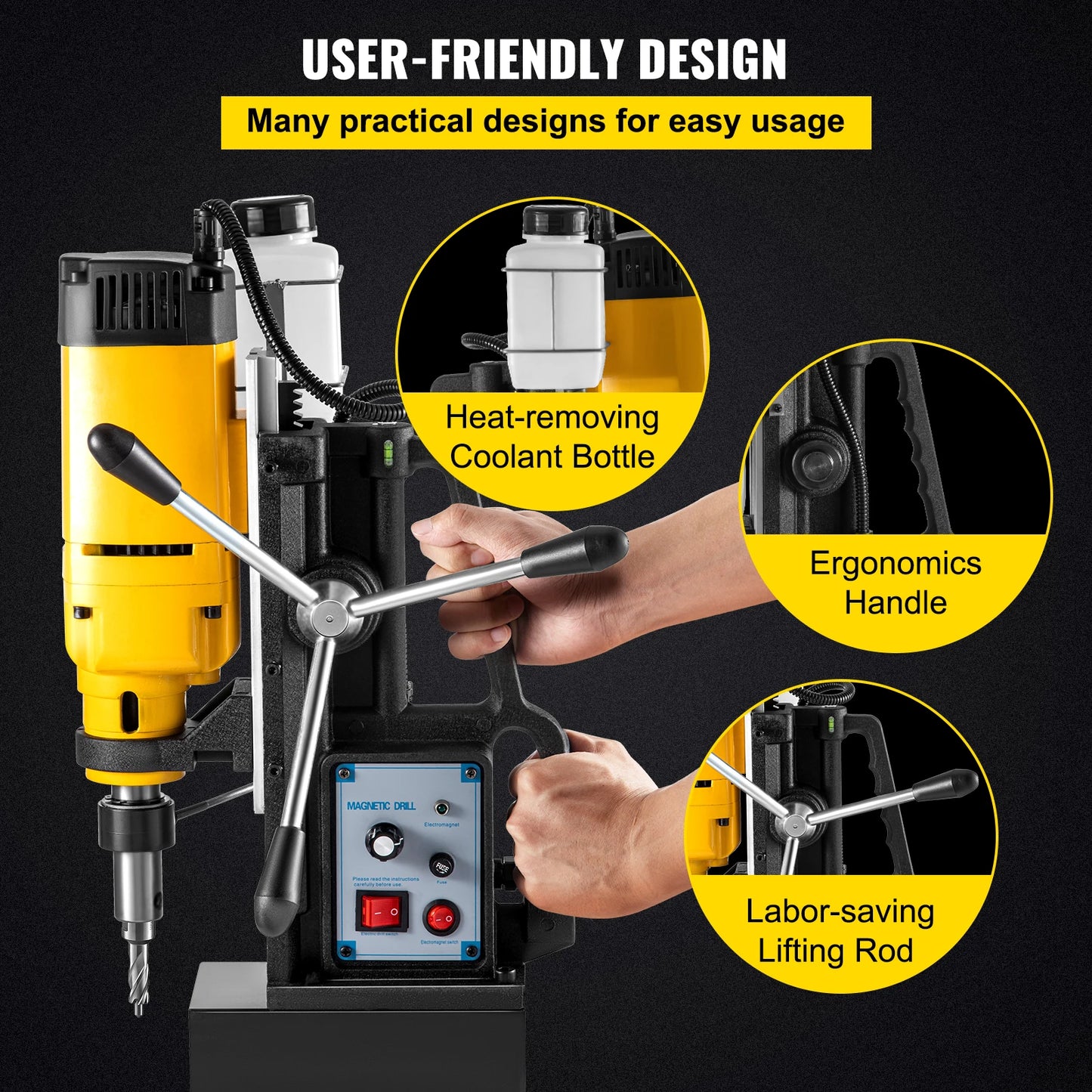 SucceBuy Magnetic Drill Press 750W Stepless Speed Electric Bench
