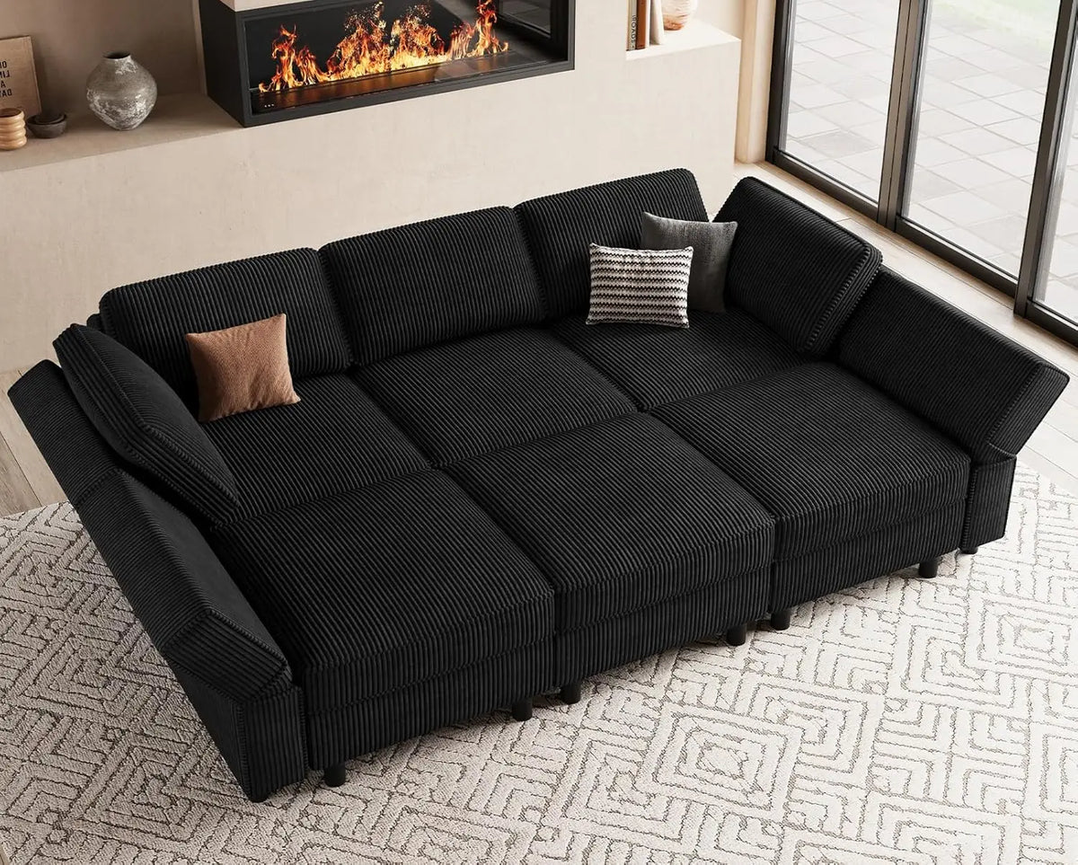 XIAOLANG Modular Sectional Sofa With Deep Storage Corduroy Convertible Sleeper