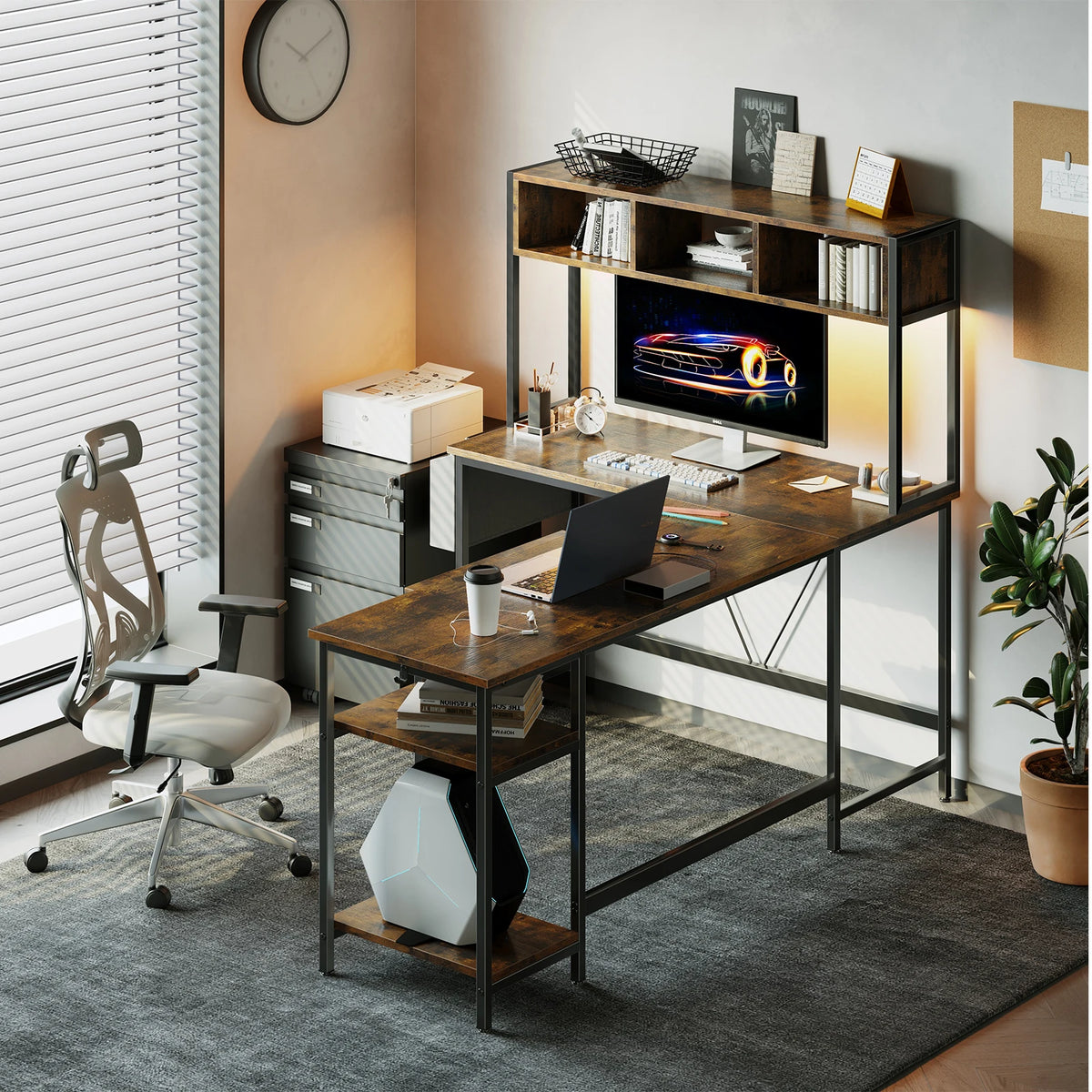 MCQ Reversible Standing Desk With LED Lighting For Home Office