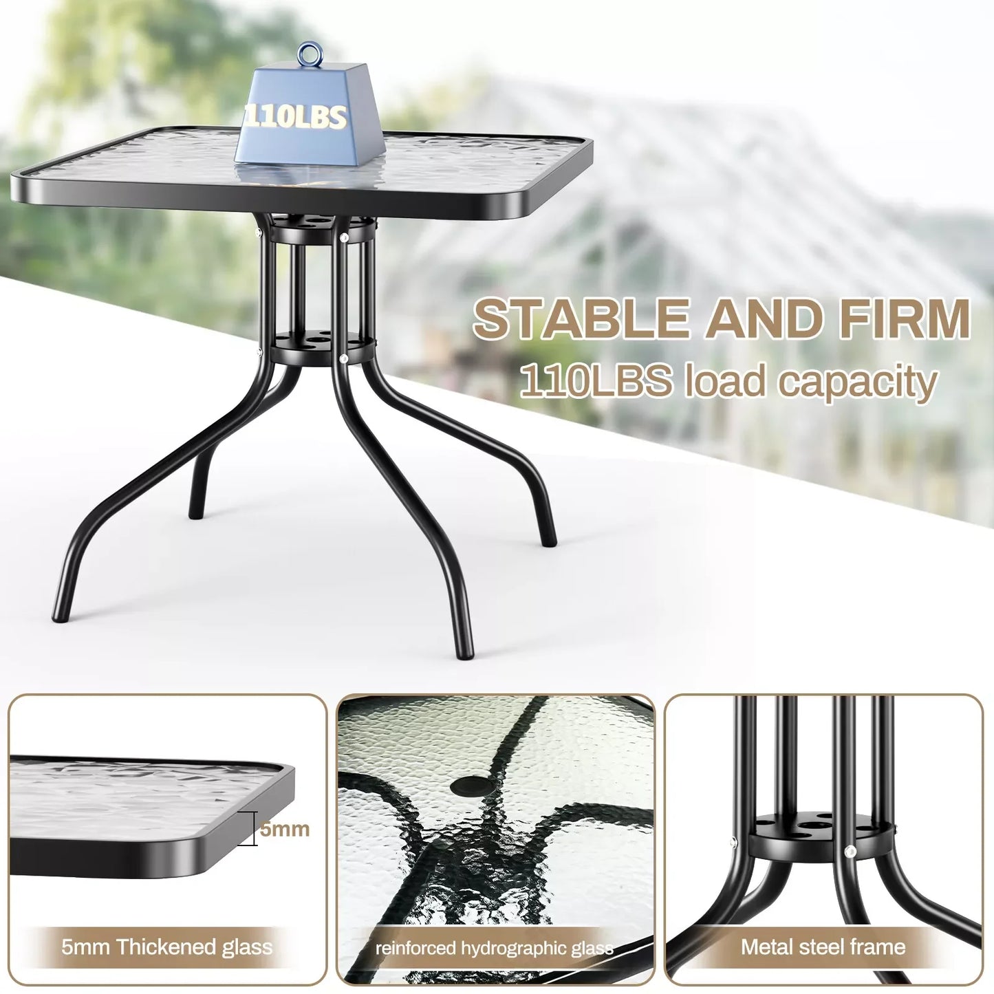 AuAg Patio Dining Set 5 Pieces All Weather Outdoor Furniture