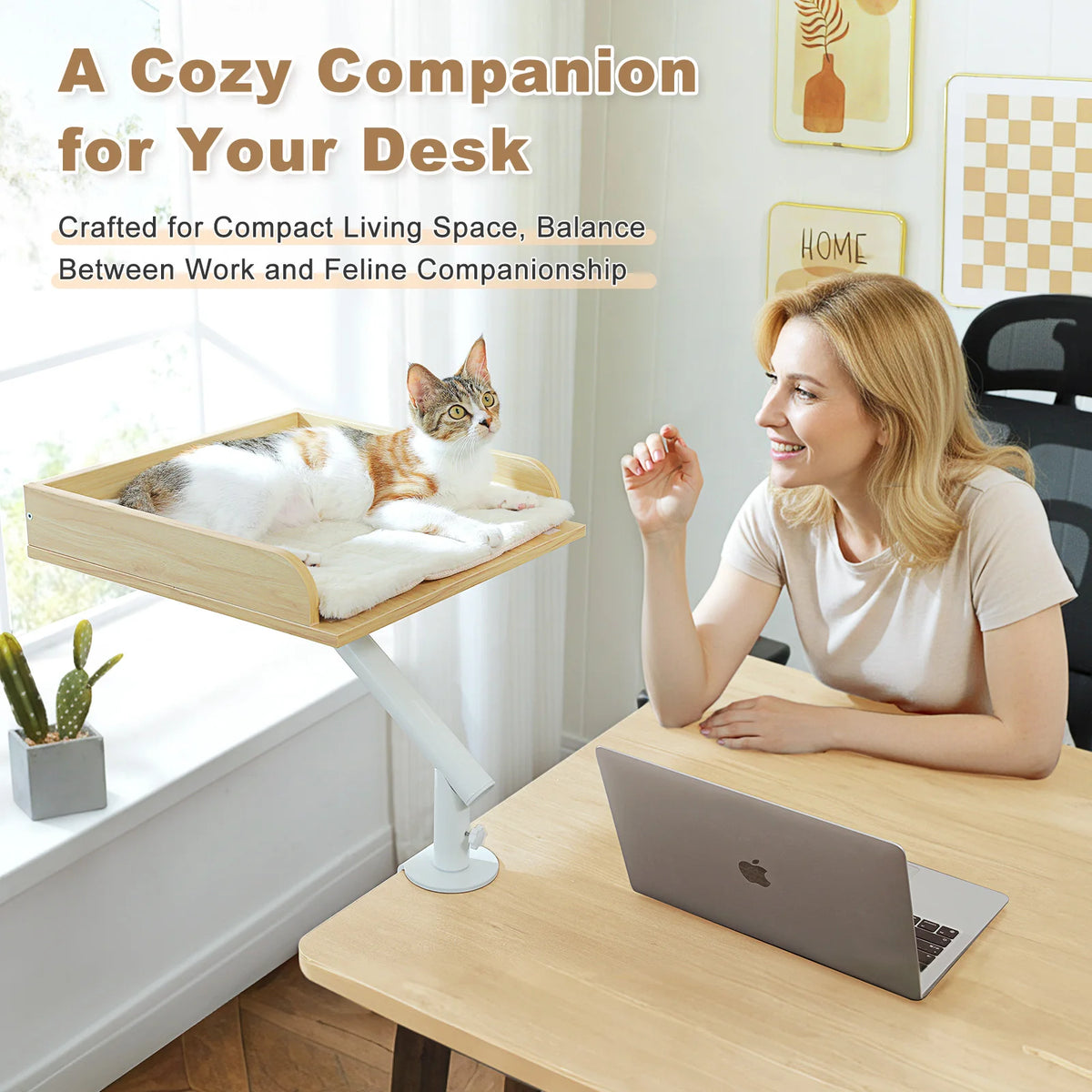 PAWZ Road Rotatable Cat Desk Bed with Adjustable Plush Hammock