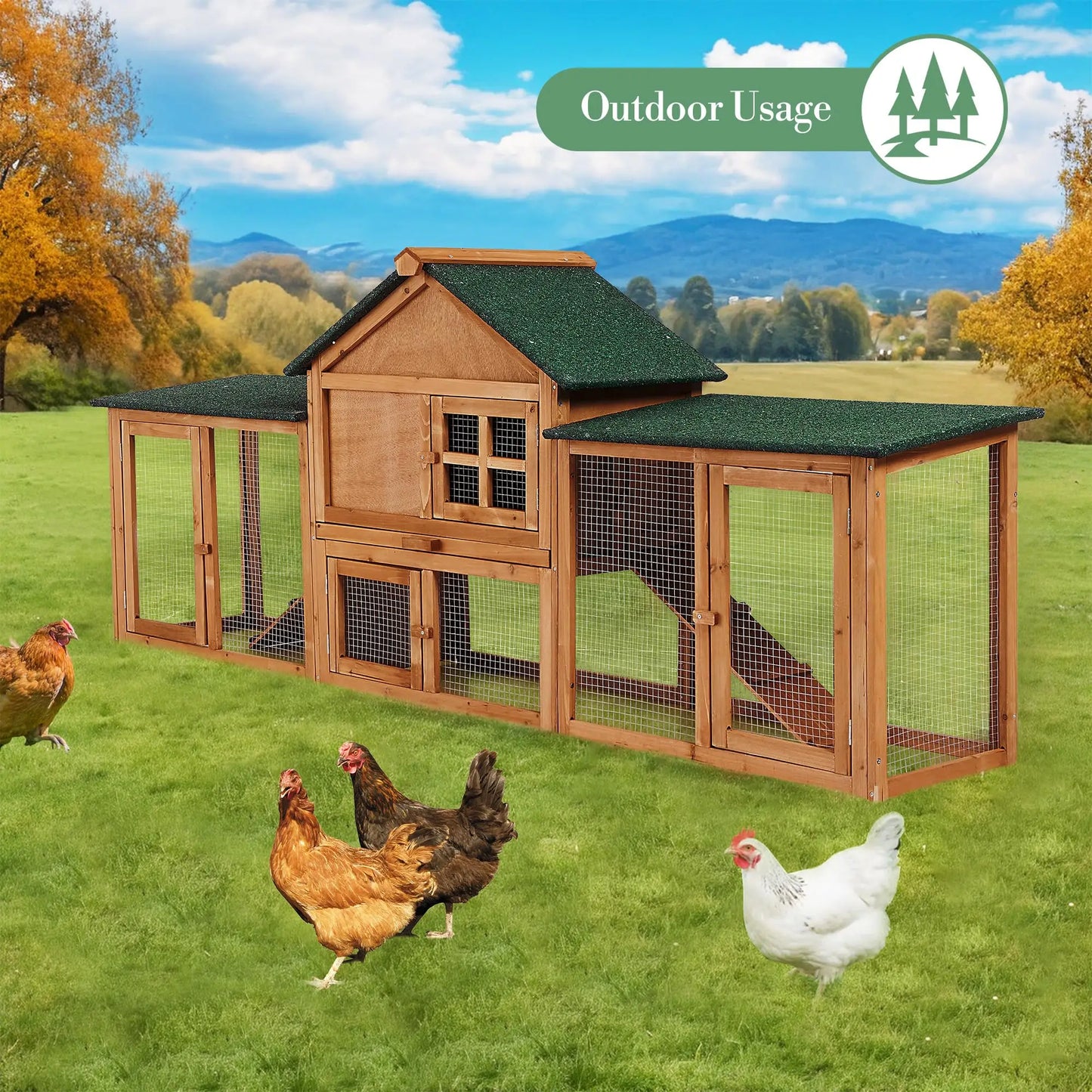 DishyKooker 2-Story Bunny Hutch With Double Runs Outdoor Cage