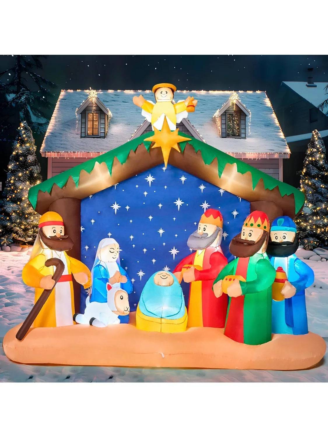 Joyfy Nativity Scene Inflatable With LEDs For Christmas Yard Decor