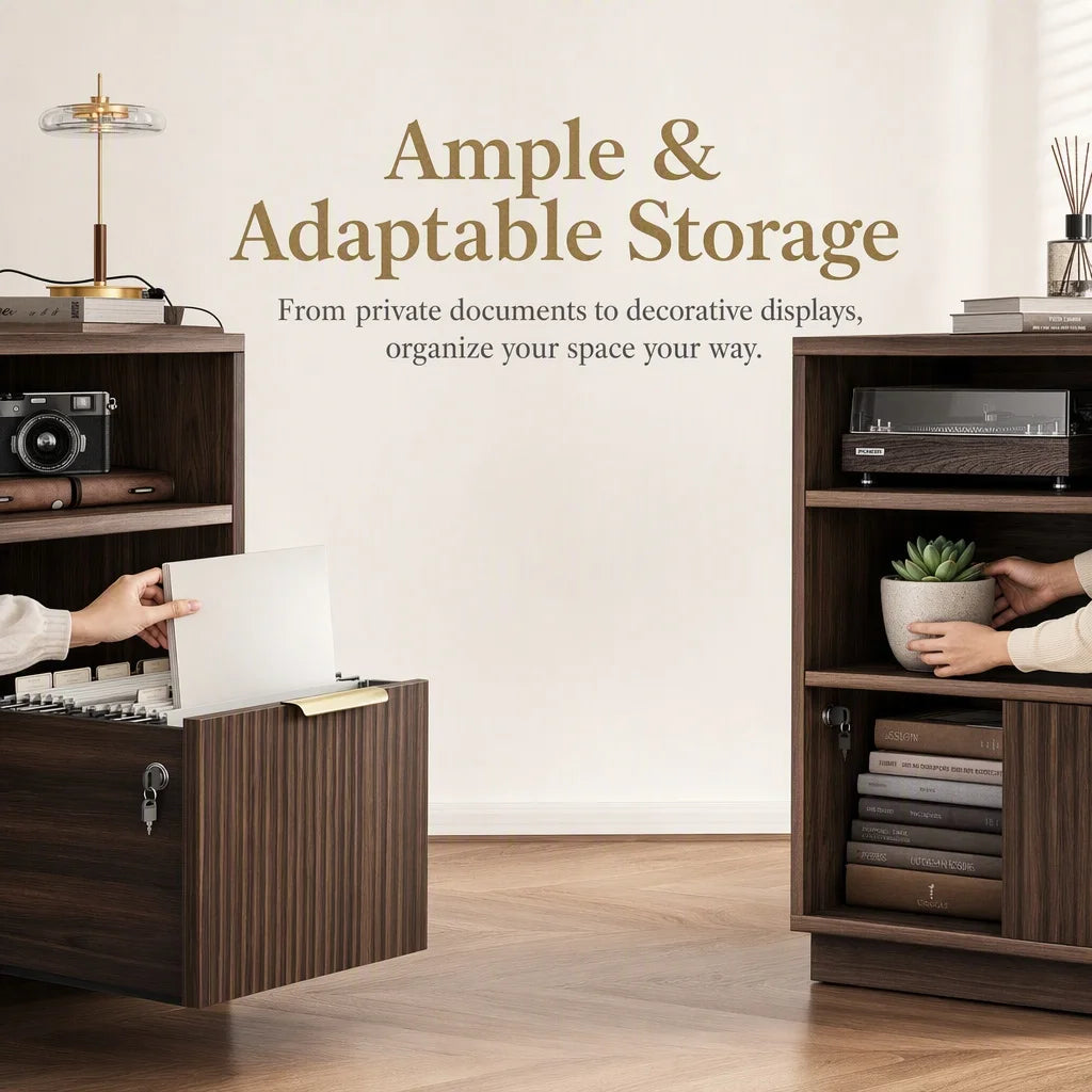 K Kyspho Wooden File Cabinet With Lock And Charging Station