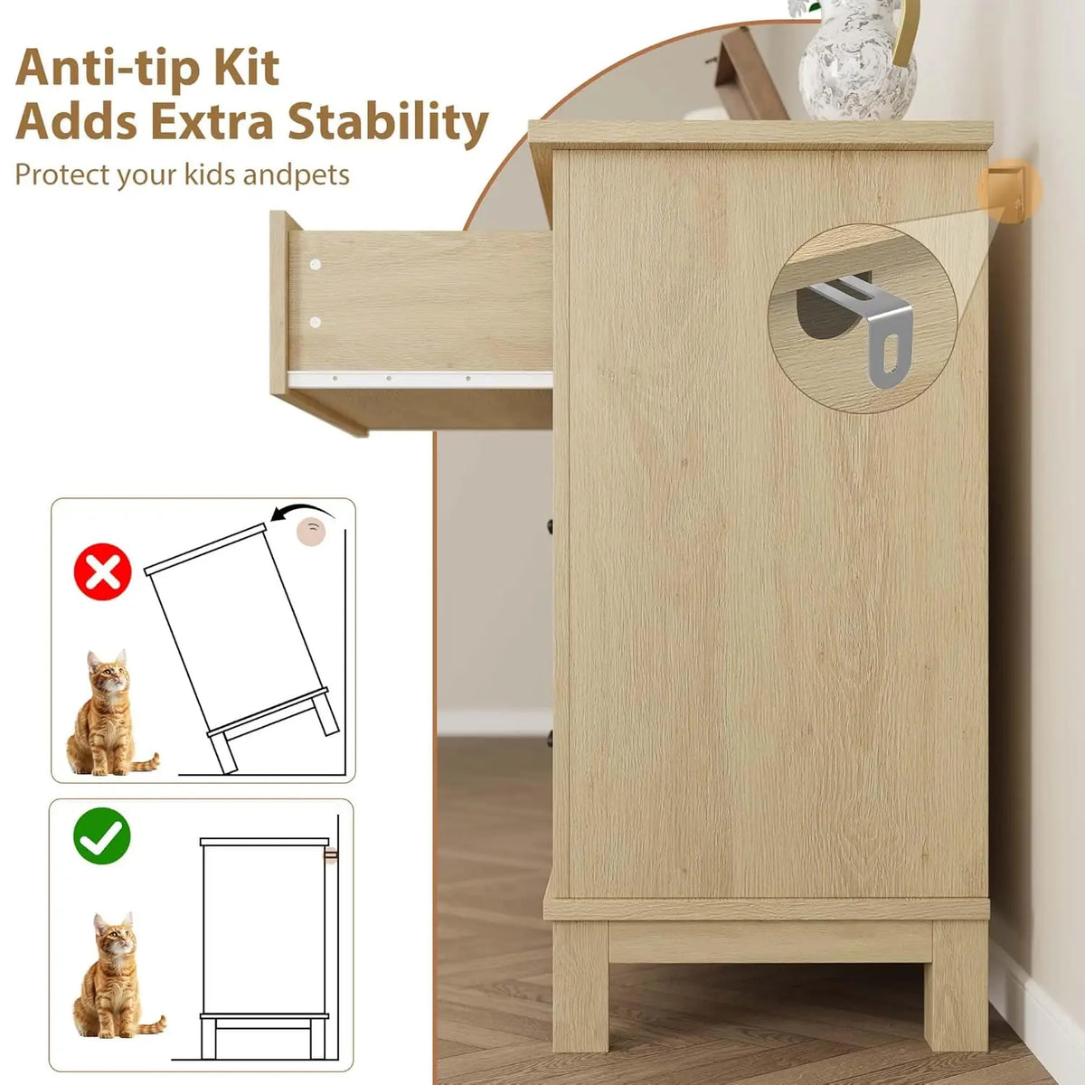HobbyLane Wooden Dresser With Spacious Storage Drawers