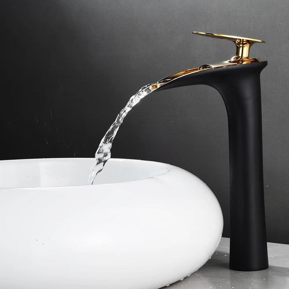 White Bathroom Basin Faucet Waterfall Lever Single Hole Mixer Tap