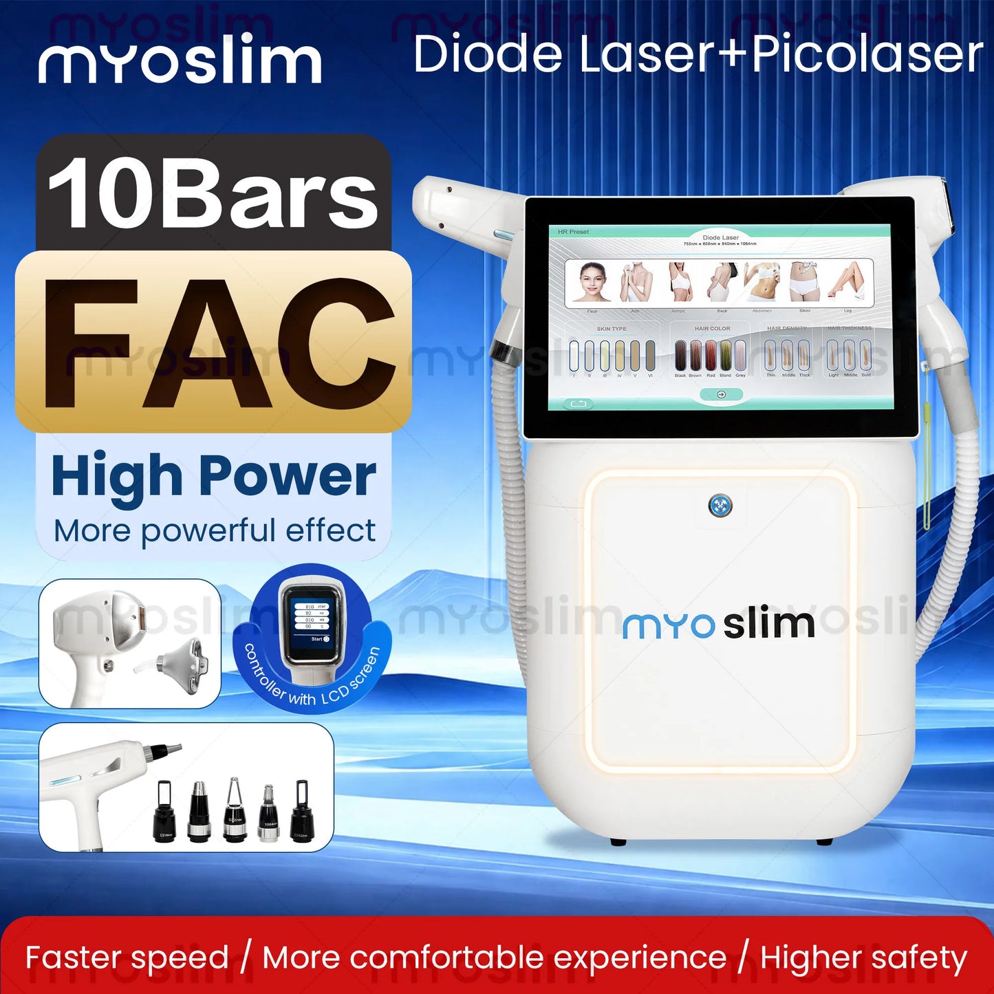 MYOSLIM Professional 2 In 1 Diode Pico Device Hair Removal