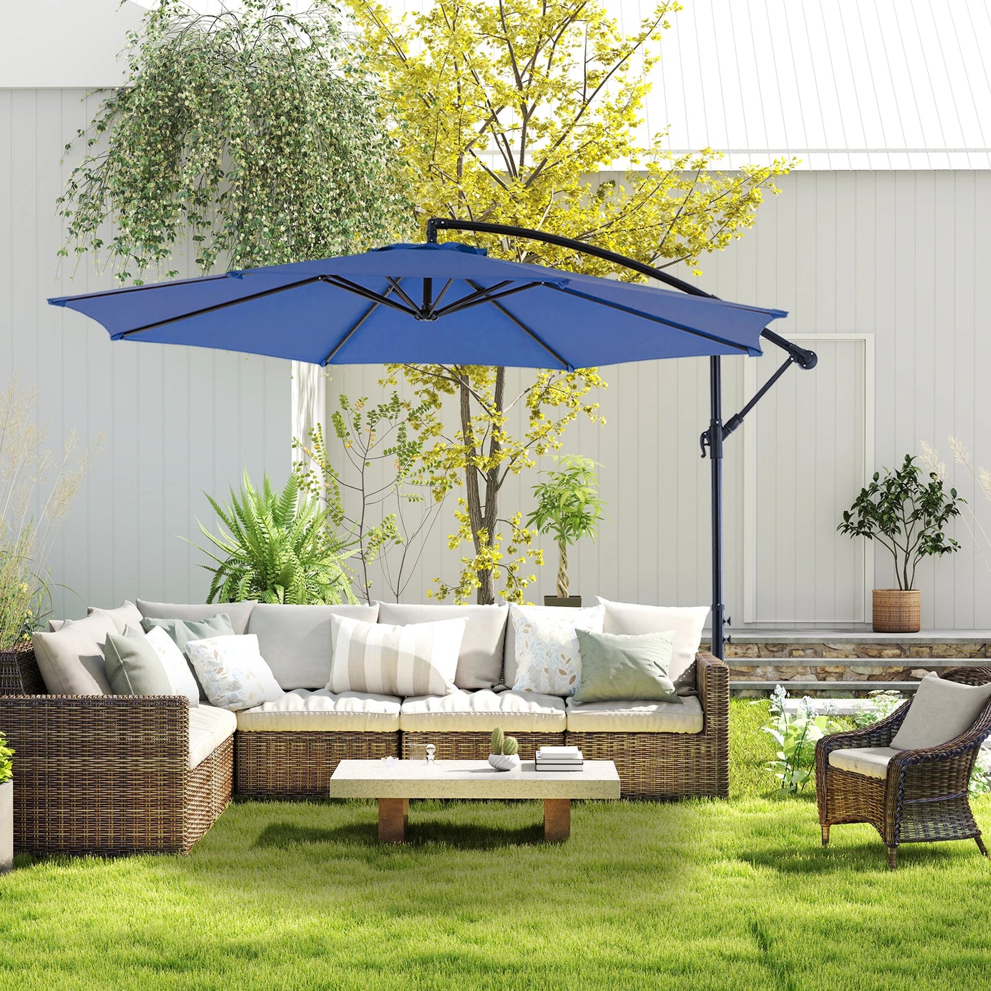 JHK Cantilever Outdoor Umbrella With Easy Tilt Adjustment UV Protection