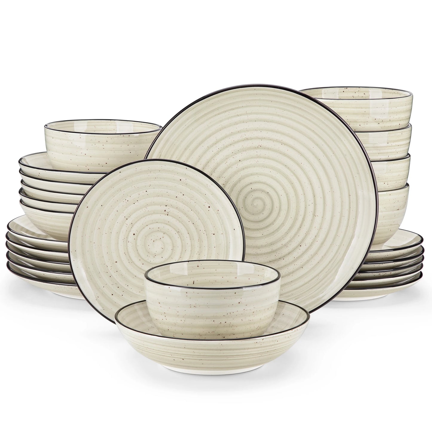 MALACASA Bonbon Handpainted Spiral Ceramic Dinnerware Set