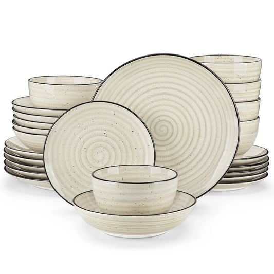 MALACASA Bonbon Handpainted Spiral Ceramic Dinnerware Set