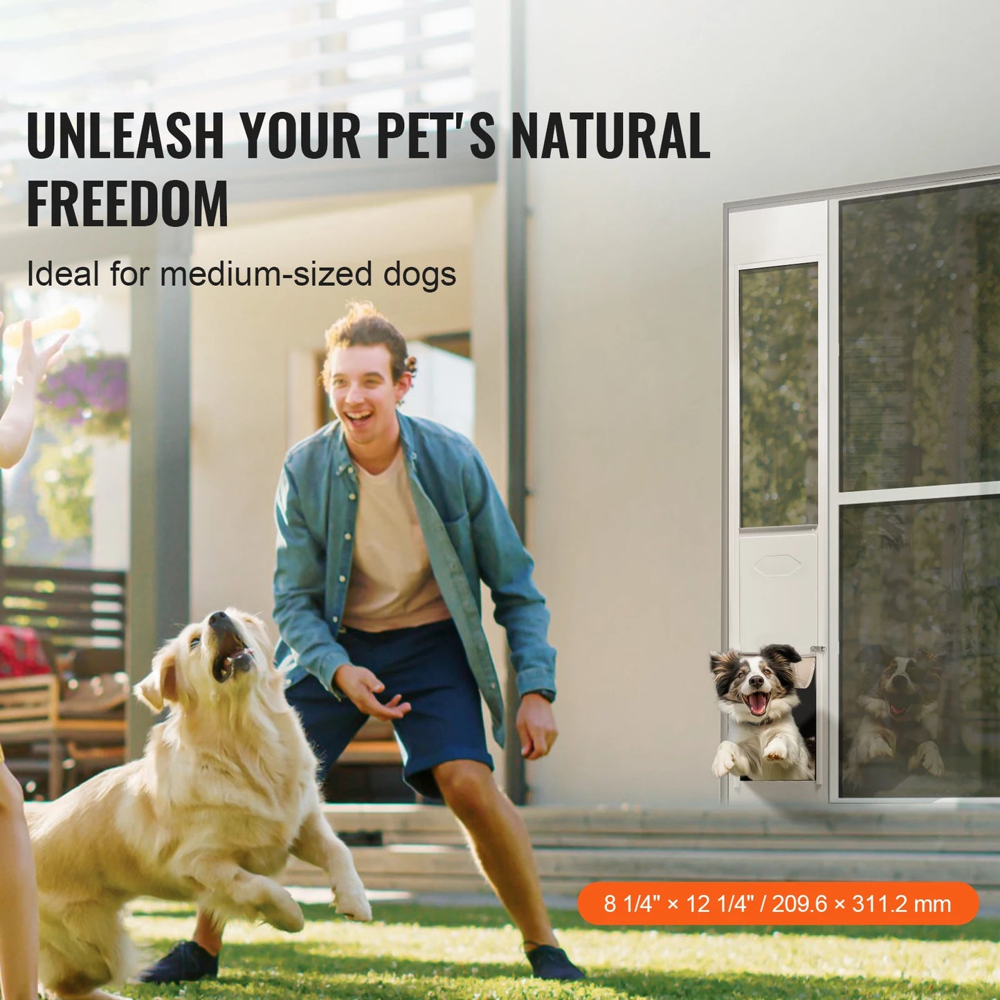 Adjustable Height Sliding Glass Dog Door With Aluminum Frame