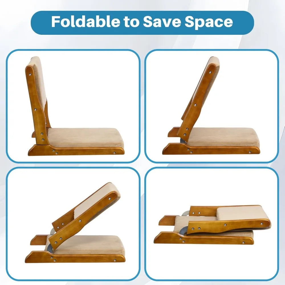 XIUWO Foldable Tatami Floor Chair With Cushioned Backrest
