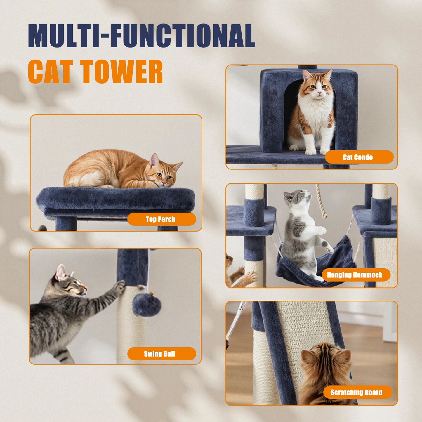 JHK Multi Level Cat Tree For Indoor Cats Scratching Posts